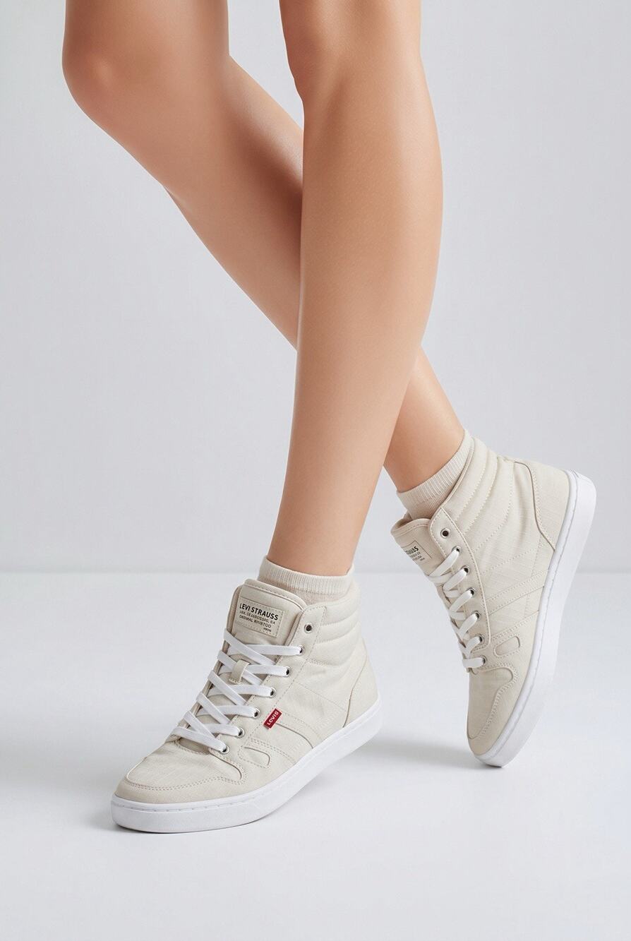Levi's BB Hi Cz High Top Sneakers Color Pebble Womens Size 8.5